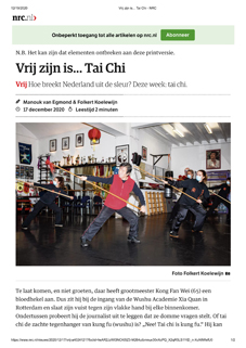 NRC Handelsblad interview: Ons Tai Chi lessen